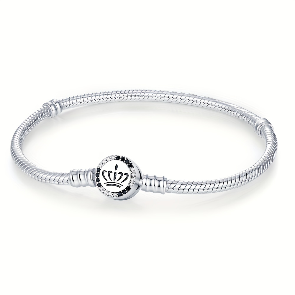 New 925 Silver-Plated Crown Chip Bracelet, Elegant Gift